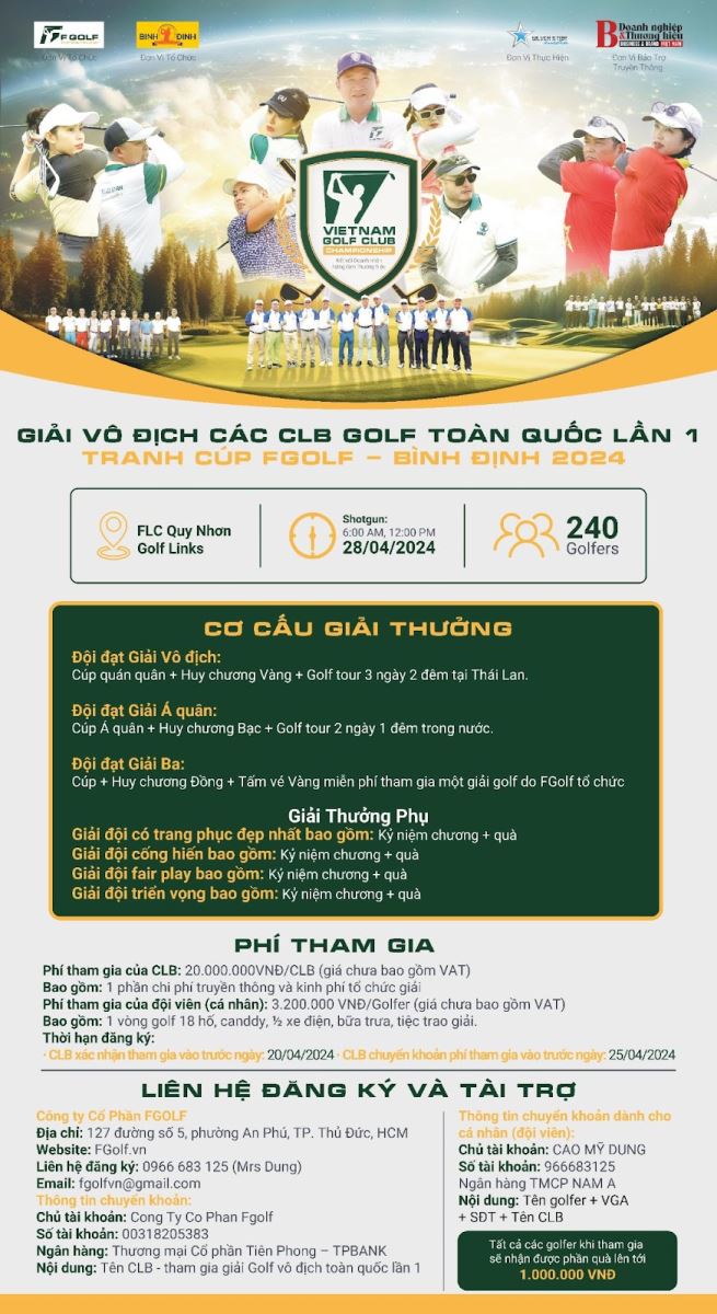Thông tin giải Vô địch các CLB Golf toàn quốc lần 1